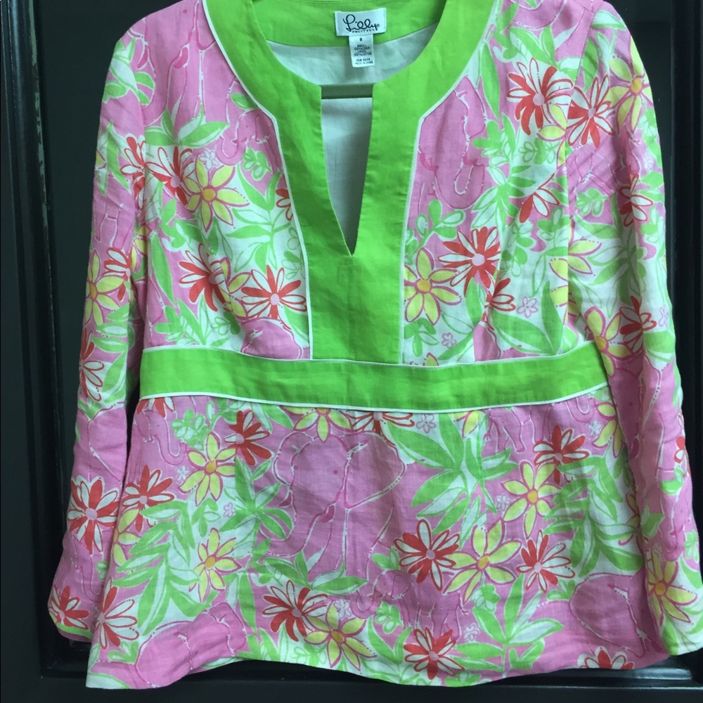 Lilly Pulitzer white label linen tunic
